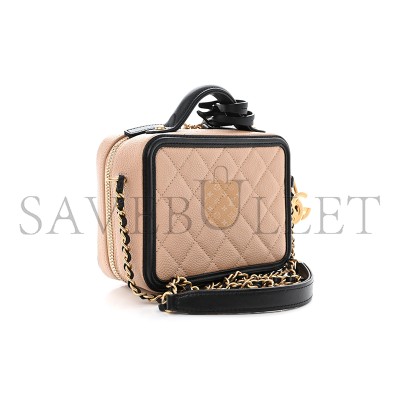 CHANEL CAVIAR QUILTED SMALL CC FILIGREE VANITY CASE 1369915 (16*12*7cm)
